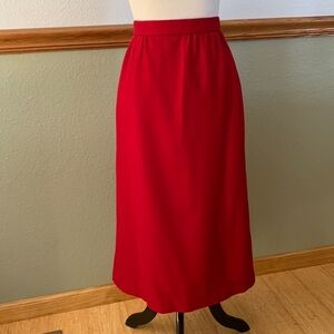 Vintage Alison McCabe True Red Wool Pocketed Pencil Midi Skirt 14